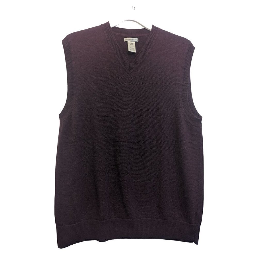 GAP 100% Italian Merino Wool Men's Sweater Vest Purple Size L Large